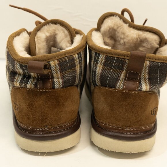 Ugg Pendleton Boot Neumel Brown Leather Plaid Sherpa Hard Sole Chukka Pull On - Picture 5 of 16